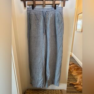 Athleta Retreat Linen wide leg pants, size 8, chambray blue